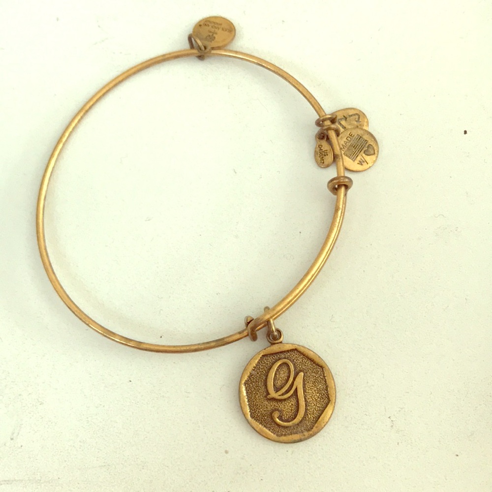 Gold Alex & Ani Letter G initial  Bangle